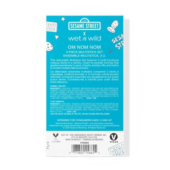 WET'N WILD Limited Edition SESAME STREET OM NOM NOM Multi-Stick Set - New/Sealed - Picture 2 of 5